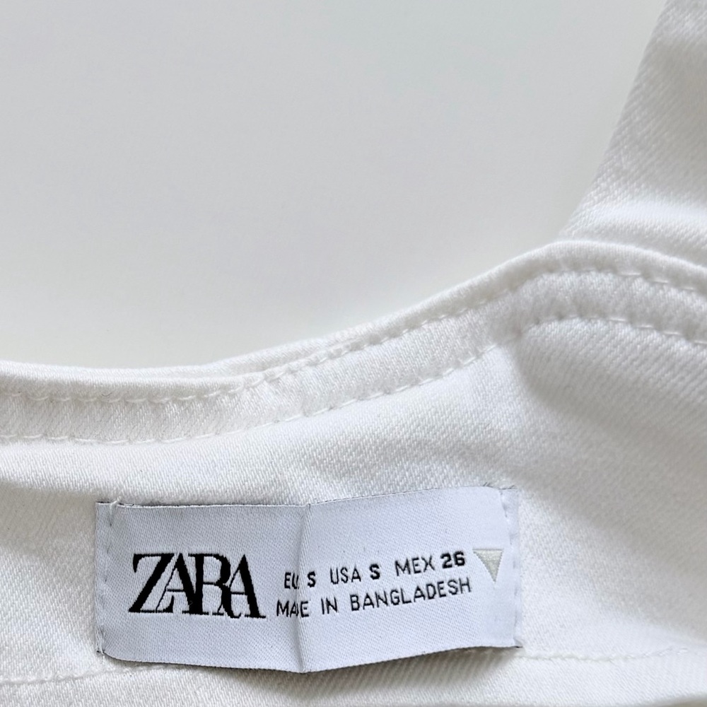 ZARA White Corset Bustier Crop Top Structured Stretch Cotton Size S - Picture 3 of 15